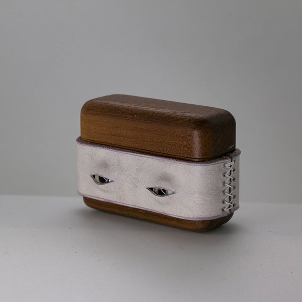 Handmade Purple Leather Coffee Wood AirPods Pro Case with Eyes Custom Leather AirPods Pro Case Airpod Case Cover - iwalletsmen