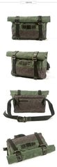 Green Waxed Canvas Mens Cycling Messenger Bags Green Canvas Cycling Side Bag For Men - iwalletsmen