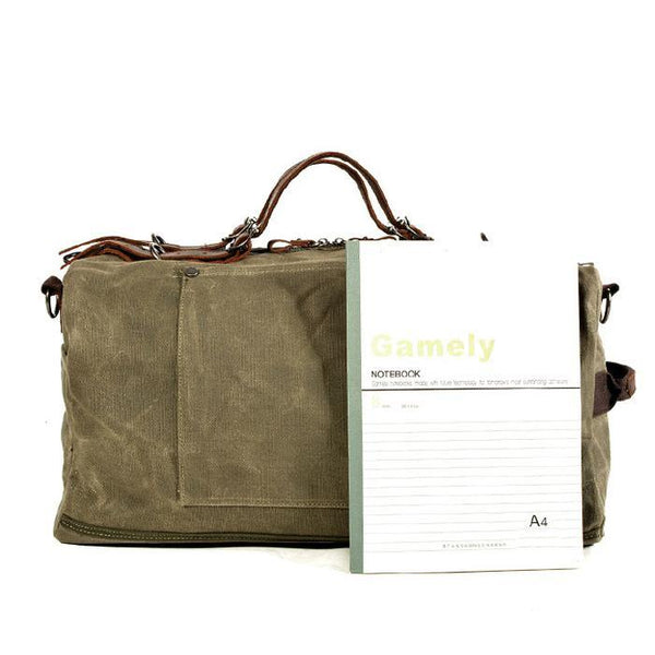 Army Green Waxed Canvas Gym Bag Weekend Travel Bag Canvas Mens Army Green Weekend Bag Duffle Bag For Men - iwalletsmen