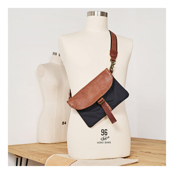 Cool Canvas Leather Mens Messenger Shoulder Bag Small Canvas Side Bag Courier Bags for Men - iwalletsmen