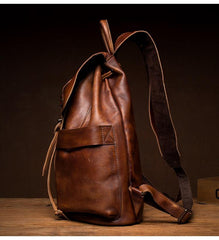 Cool Brown Mens Leather 15inchs Laptop Backpacks Travel Backpacks School Backpacks for men - iwalletsmen