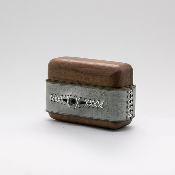 Handmade Green Leather Wood AirPods Pro Case with Eye Green Leather AirPods Pro Case Airpod Case Cover - iwalletsmen