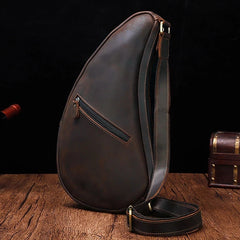 Cool Vintage Brown Leather Chest Bag Sling Bag Sling Crossbody Bag For Men - iwalletsmen