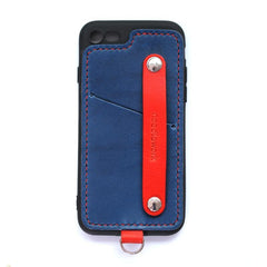 Handmade Blue Leather iPhone SE2 SE Case with Card Holder CONTRAST COLOR iPhone SE Leather Case - iwalletsmen