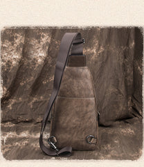 Blue LEATHER MENS Sling Bags Sling Pack One Shoulder Backpack Blue Chest Bag For Men - iwalletsmen