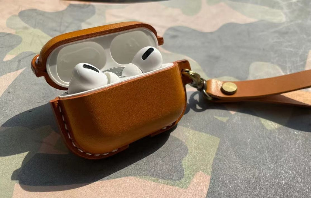 Personalized airpod case leather deals