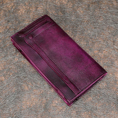 Handmade Leather Mens Cool Long Leather Wallet Bifold Clutch Wallet for Men - iwalletsmen