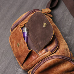 Vintage Brown LEATHER MENS Barrel FANNY PACK FOR MEN BUMBAG Vintage WAIST BAG for Men - iwalletsmen
