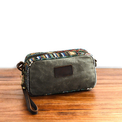 Mens Army Green Waxed Canvas Dopp Kit Mini Messenger Bag Army Green Canvas Toiletry Bag for Men - iwalletsmen