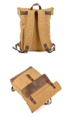 Black Waxed Canvas Mens School Backpack Canvas Travel Backpack Waterproof Hiking Backpack For Men - iwalletsmen