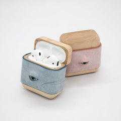 Handmade Black Leather Wood AirPods Pro Case with Eye Custom Leather AirPods Pro Case Airpod Case Cover - iwalletsmen