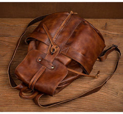 Cool Brown Mens Leather 15inchs Laptop Backpacks Travel Backpacks School Backpacks for men - iwalletsmen
