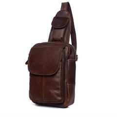 Leather Mens Sling Bag One Shoulder Backpack Chest Bag Sling Backpack for men - iwalletsmen