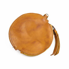 Mens Brown Leather Coin Purse Coin Pouch Change Case Mini Leather Pouch For Men and Women - iwalletsmen
