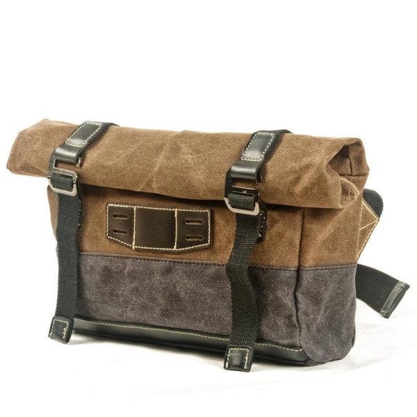 Coffee Waxed Canvas Mens Cycling Messenger Bags Coffee  Canvas Cycling Side Bag For Men - iwalletsmen