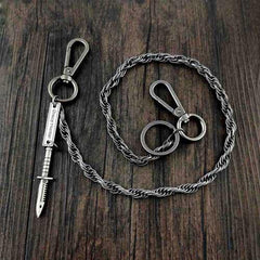 25'' Metal HUNTER SWORD BIKER SILVER WALLET CHAIN LONG PANTS CHAIN SILVER Jeans Chain Jean Chain FOR MEN - iwalletsmen