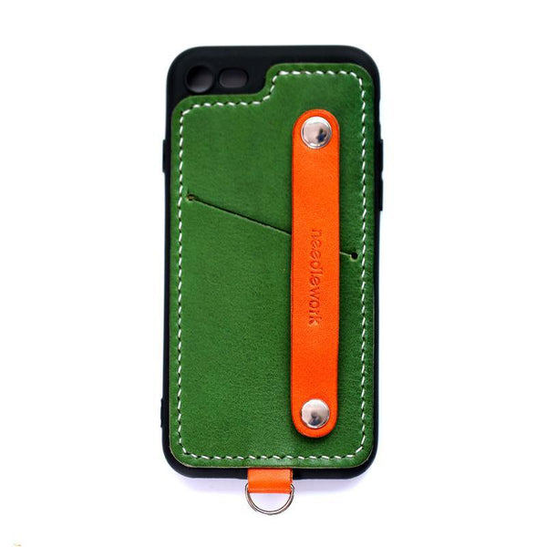 Handmade Green Leather iPhone SE2 SE Case with Card Holder CONTRAST COLOR iPhone SE Leather Case - iwalletsmen