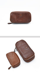 Cool Leather Black Mens Leather 2pcs Tobacco Pipe Case Zipper Tobacco Pipe Case for Men - iwalletsmen