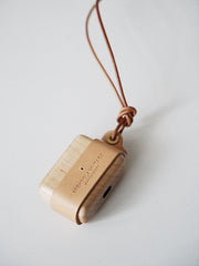 Beige Wood Leather AirPods Pro Case with Clip Strap Leather 1,2 AirPods Case Airpod Case Cover - iwalletsmen