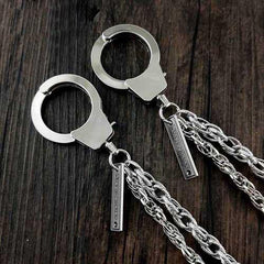 27'' Metal DOUBLE Chain BIKER SILVER WALLET CHAIN Handcuffs LONG PANTS CHAIN SILVER Jeans Chain Jean Chain FOR MEN - iwalletsmen