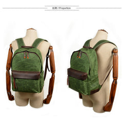 Gray Waxed Canvas Satchel Backpack Canvas Mens School Backpack Waterproof Hiking Backpack For Men - iwalletsmen