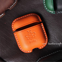 Personalized Blue Leather AirPods 1,2 Case Custom Blue Leather 1,2 AirPods Case Airpod Case Cover