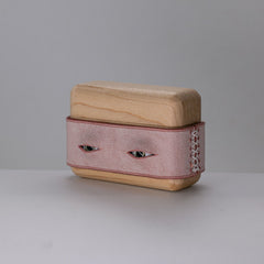 Handmade Pink Leather Wood AirPods 1,2 Case with Eyes Custom Leather AirPods 1,2 Case Airpod Case Cover - iwalletsmen