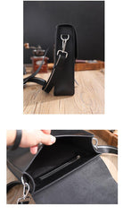 Handmade Black LEATHER MENs Vertical Messenger Bag Black Small Side Bag FOR MEN - iwalletsmen