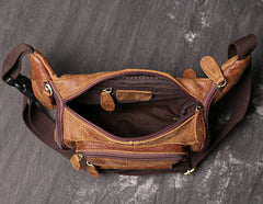 Vintage Brown LEATHER MENS Barrel FANNY PACK FOR MEN BUMBAG Vintage WAIST BAG for Men - iwalletsmen