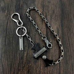 24'' HEAVY METAL CROSS BIKER SILVER WALLET CHAIN LONG PANTS CHAIN SILVER Jeans Chain Jean Chain FOR MEN - iwalletsmen