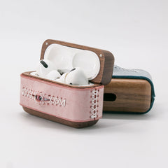 Handmade Pink Leather Wood AirPods 1,2 Case with Eye Pink Leather AirPods 1,2 Case Airpod Case Cover - iwalletsmen