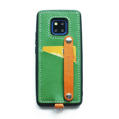 Handmade Green Leather Huawei Mate 20 Pro Case with Card Holder CONTRAST COLOR Huawei Mate 20 Pro Leather Case - iwalletsmen