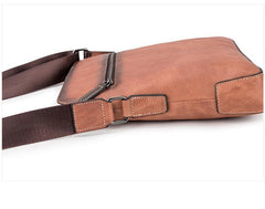 Vintage Coffee LEATHER MEN'S Small Side bag Brown Vertical Phone Bag MESSENGER BAG Courier Bag FOR MEN - iwalletsmen
