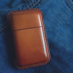 Brown Leather Mens Cigarette Holder Case Vintage Custom Cigarette Case for Men - iwalletsmen