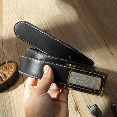 Handmade Mens Dark Blue Leather Leather Belts PERSONALIZED Leather Buckle Belt for Men - iwalletsmen