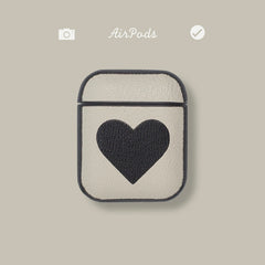 Personalized Black&White Heart Leather AirPods Pro Case Custom White Leather 1/2 AirPods Case Airpod Case Cover