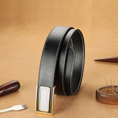 Handmade Mens Black Leather Leather Belts PERSONALIZED Leather Buckle Belt for Men - iwalletsmen