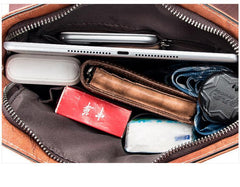 Vintage Coffee LEATHER MEN'S Small Side bag Brown Vertical Phone Bag MESSENGER BAG Courier Bag FOR MEN - iwalletsmen