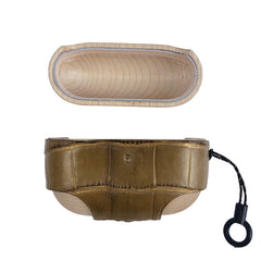 Dark Green Wood Leather AirPods Pro Case with Strap Leather 1,2 AirPods Case Airpod Case Cover - iwalletsmen