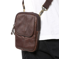 Brown Leather Belt Pouch Mens Small Cases Waist Bag Hip Pack Belt Bag for Men - iwalletsmen