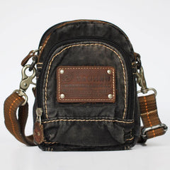 Canvas Black Mens Small Vertical Postman Bag Belt Pouch Messenger Bags Belt Bag For Men - iwalletsmen