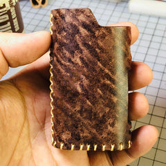 Handmade Leather Tooled Reindeer Brown Mens LA PETITE BOX Holder Cigarette Case for Men - iwalletsmen