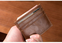 Brown Mens Slim Card Holders Front Pocket Wallet Minimalist Card Wallet For Men