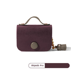 Coffee Leather AirPods Pro Case with Tassels Coffee Leather AirPods 1/2 Case Airpod Case Cover
