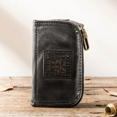 Black Leather Mens Key Holder Wallet Car Key Wallet Key Holder Card Holder For Men - iwalletsmen