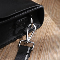 Handmade Black LEATHER MENs Vertical Messenger Bag Black Small Side Bag FOR MEN - iwalletsmen