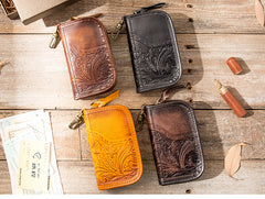Black Leather Mens Key Holder Wallet Car Key Wallet Key Holder Card Holder For Men - iwalletsmen