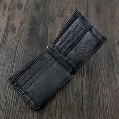 Badass Black Leather Men's Trifold Cross Small Biker Wallet Chain Wallet with chain For Men - iwalletsmen