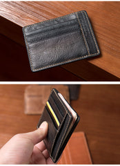 Black Mens Slim Card Holder Front Pocket Wallet Minimalist Card Wallet For Men