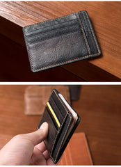 Brown Mens Slim Card Holder Front Pocket Wallet Minimalist Card Wallet For Men